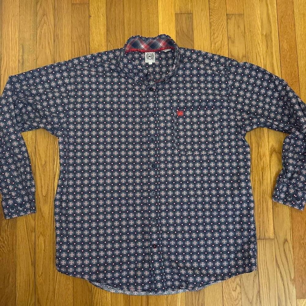 Cinch Men's Western Style Button-Up Long Sleeve Cotton Shirt Men's Size L